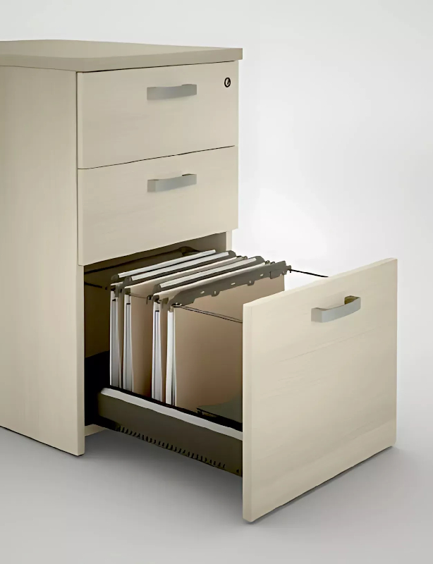 Bureau d'angle compact forme ARC pied panneau avec caisson hauteur bureau So Vigo_2