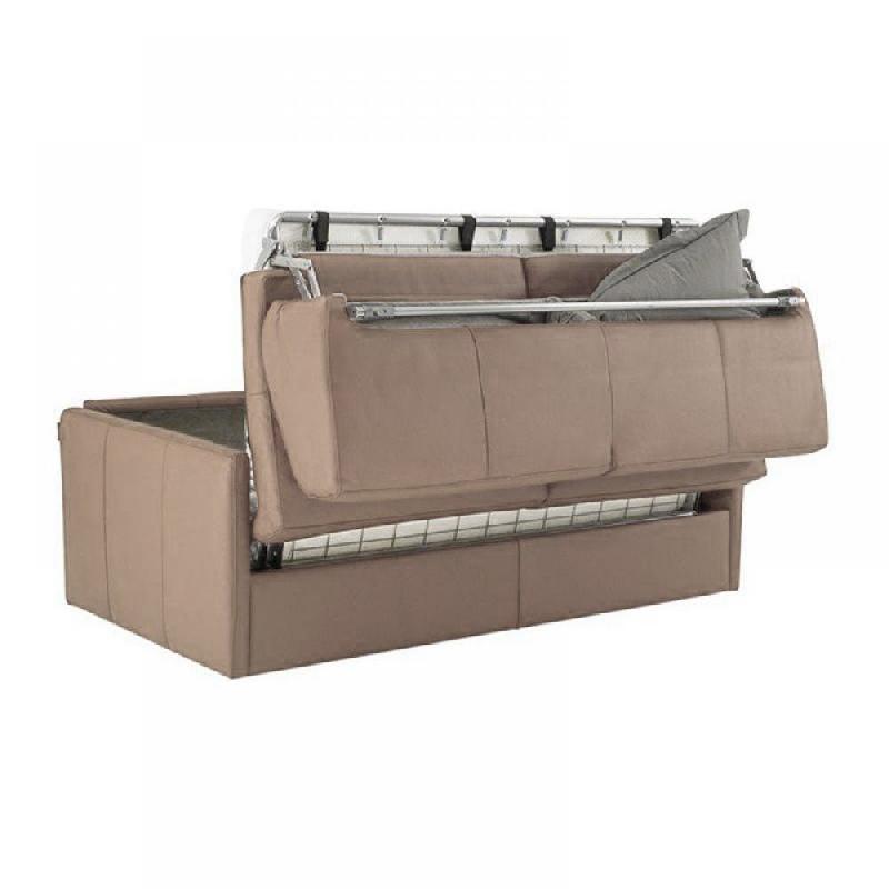 Canapé convertible express DAX - Matelas mémoire 20 cm - Métal 120 cm - Tissu microfibre taupe_2