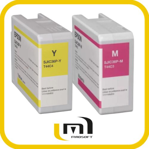 Cartouches d'encre pour imprimante jet d'encre couleur Epson C6000 et C6500 - 80 ml - Noir, Cyan, Jaune, Magenta_2