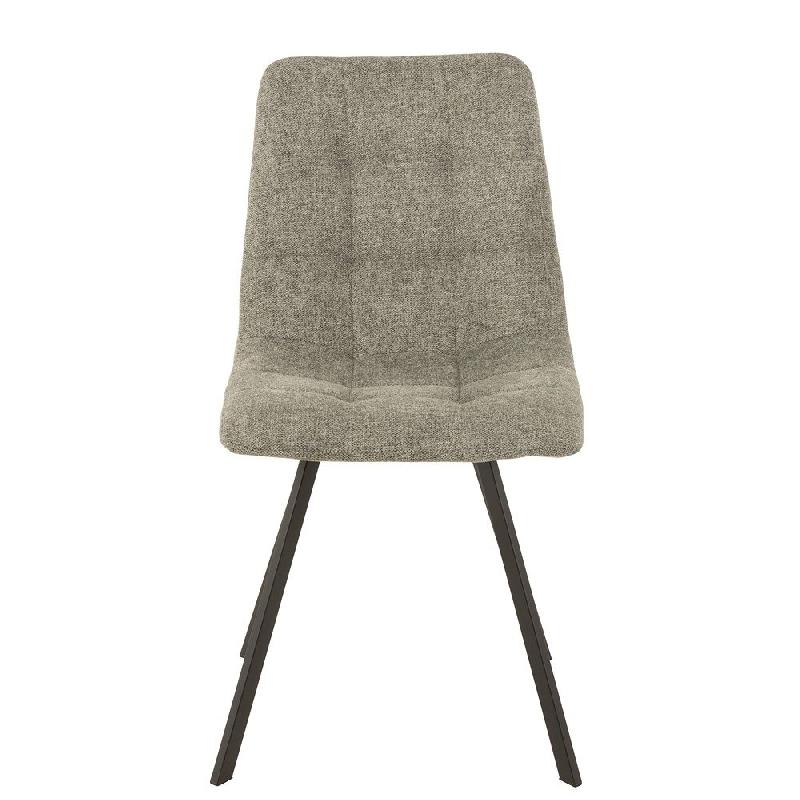 Chaise de salle à manger Milena gris clair - design moderne avec revêtement velours et pieds en métal laqué noir_2