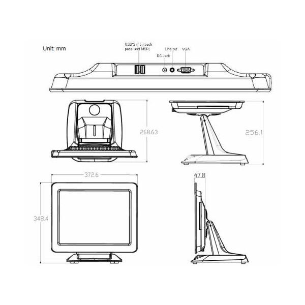 Écran tactile Clientron PM5000 - 15 pouces - IP64 - Aluminium fermé - Noir_2