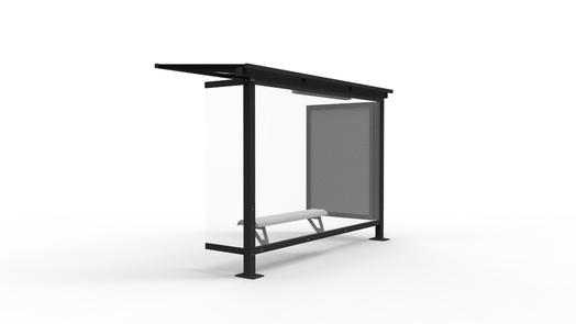 Abri bus meltin / structure en acier / bardage en verre sécurit / avec banquette / 350 x 250 cm_2