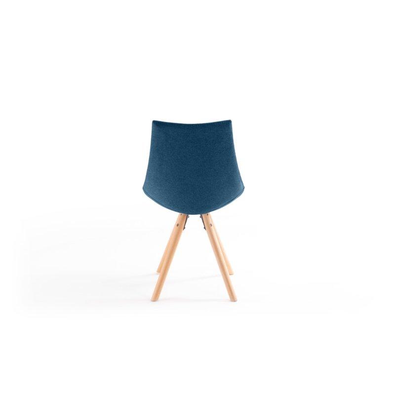 Lot de 2 chaises Sylvain - tissu bleu et pieds en hêtre naturel - design chic et confortable_2