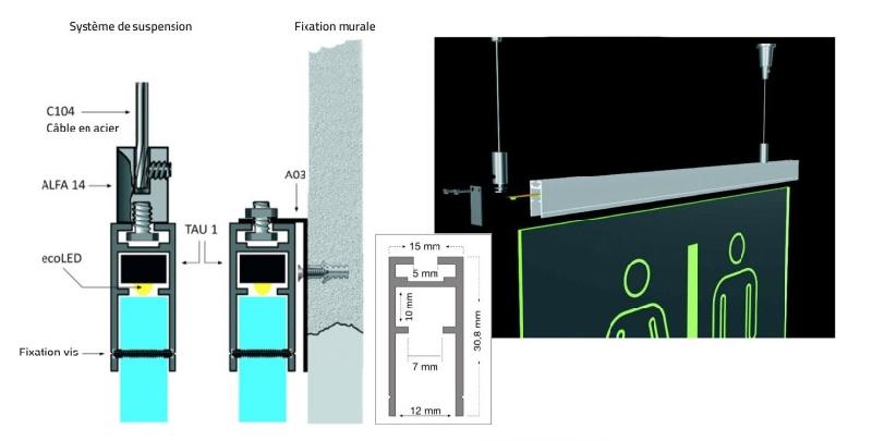 Plaque imprimée sur méthacrylate avec lumière filtrante LED - vissage mural ou plafond - couleurs RGB sélectionnables_2
