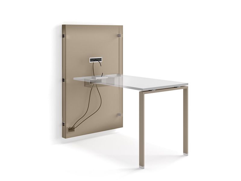 Table connectée haute Kelso - fixation murale - hauteur 105 cm - bois mélaminé - fabriquée en Italie_2