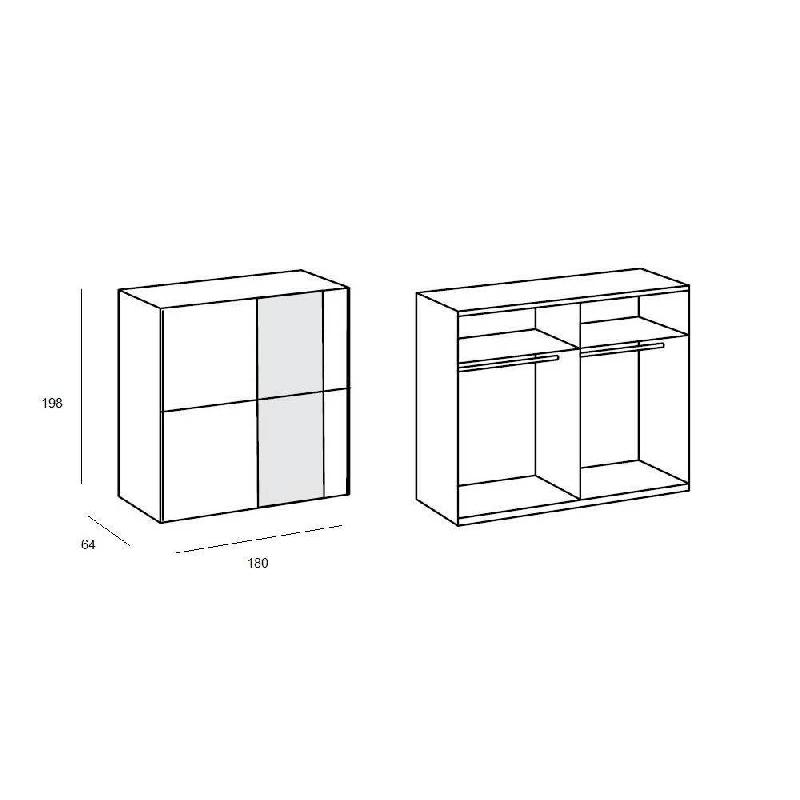 Dressing 2 portes coulissantes avec miroir Floyd 179 cm - coloris chêne - penderie et étagères incluses_2