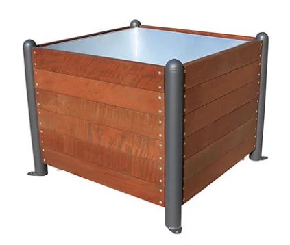 Jardinière La Capelle - 100 x 100 x 78 cm - 370L avec cuvette extractible et drainage - acier galvanisé_2