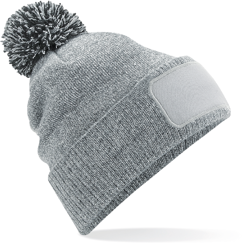 Bonnet à pompon patch Snowstar - Beechfield - Réf: B443 - 100% acrylique toucher doux - Pompon bicolore et patch en coton sergé_2