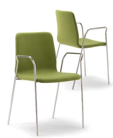 Chaise empilable polypro Celsius - coque en multiplis de hêtre, options de rembourrage et piètement chromé_2