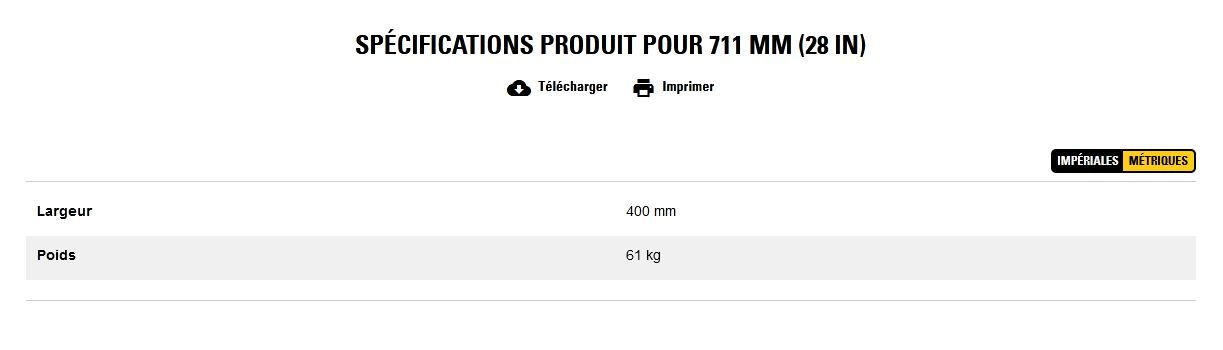 Godet d'excavation-mini-pelle - caterpillar finance france - 711 mm (28 in) - poids 61 kg_2