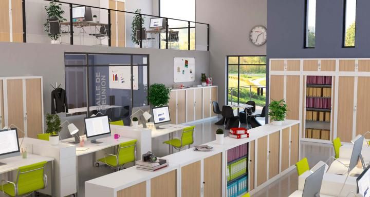 Armoire monobloc de bureau à rideaux - 6 hauteurs, 4 largeurs et multiples accessoires_2