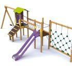 Structure Chouquette 5 à 12 ans en Bois et Polyéthylène avec Balançoire et Toboggan_2