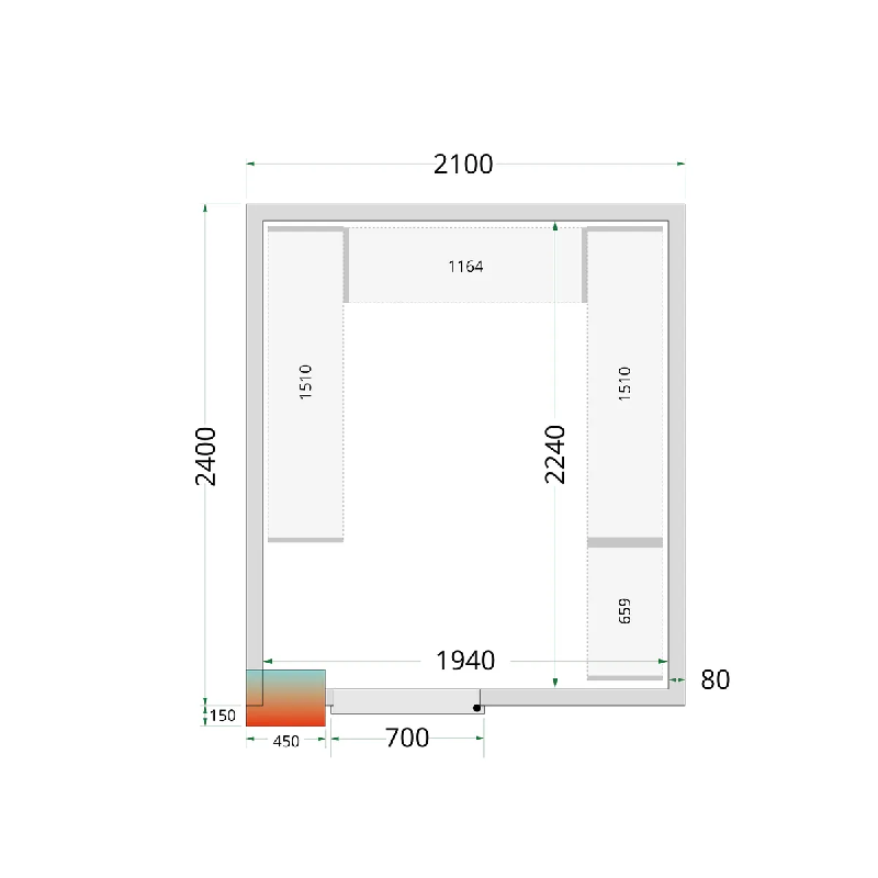 Chambre froide positive CRPF2124 Blanc 2100 x 2400 x 2200 mm TEFCOLD_2