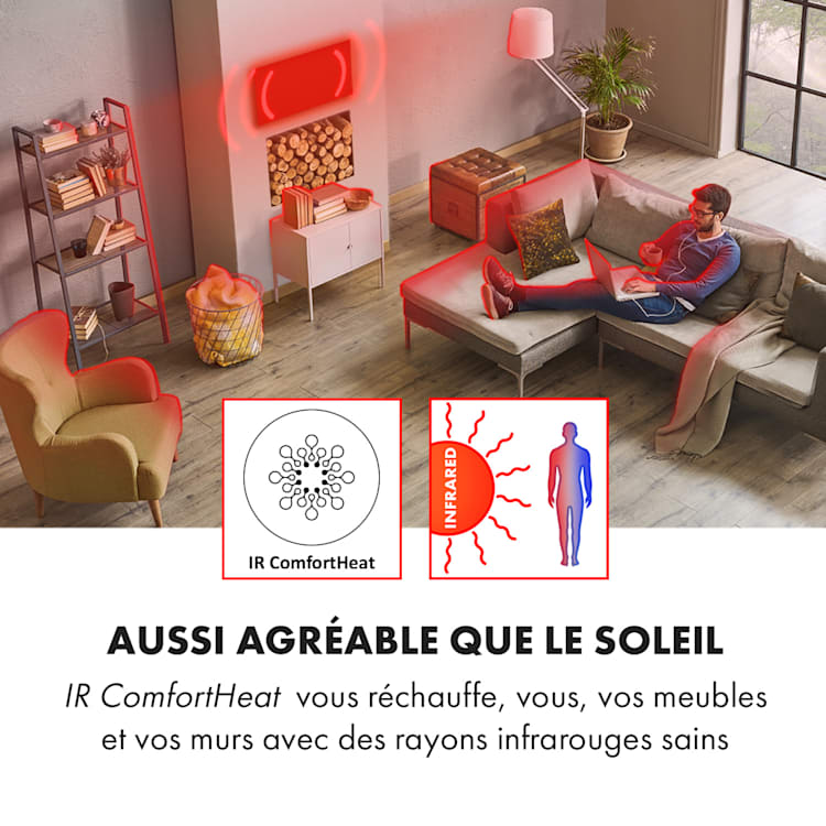 Radiateur infrarouge lointain Wonderwall 60 - 600W, zone d'efficacité 12 m², portée 5 m_2