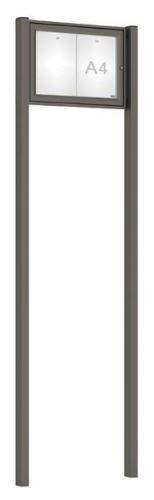 Vitrine Tradition sur poteaux - affichage simple face de 2 à 18 A4 - épaisseur 30mm - porte battante réversible ou double battant - serrure de sécurité_2