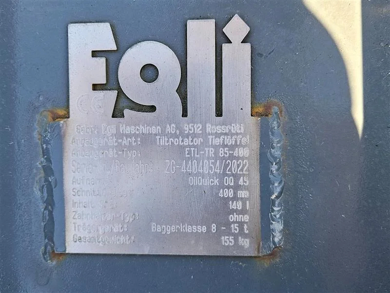 Godet de creuse tiltrotateur Egli ETL-TR 85-400 - OilQuick OQ 45 - Hardox 450/500 - Année 2022_2