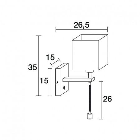 Applique murale GINA - ampoule E27, abat-jour carré, fixation en saillie, métal nickel satiné, liseuse flexible LED SMD_2