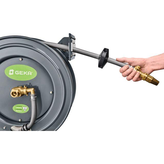 Dévidoir mural automatique en acier poudré Geka Plus PA20SK - Tuyau 3/4'' 20m avec raccords rapides et gicleur laiton_2