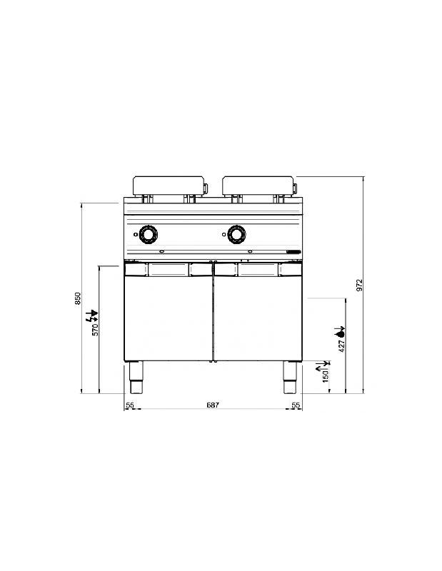 Friteuse électrique - 2x18 Litres sur placard - 32Kw - DOMINA PRO 900 - Référence FRBE98A_2