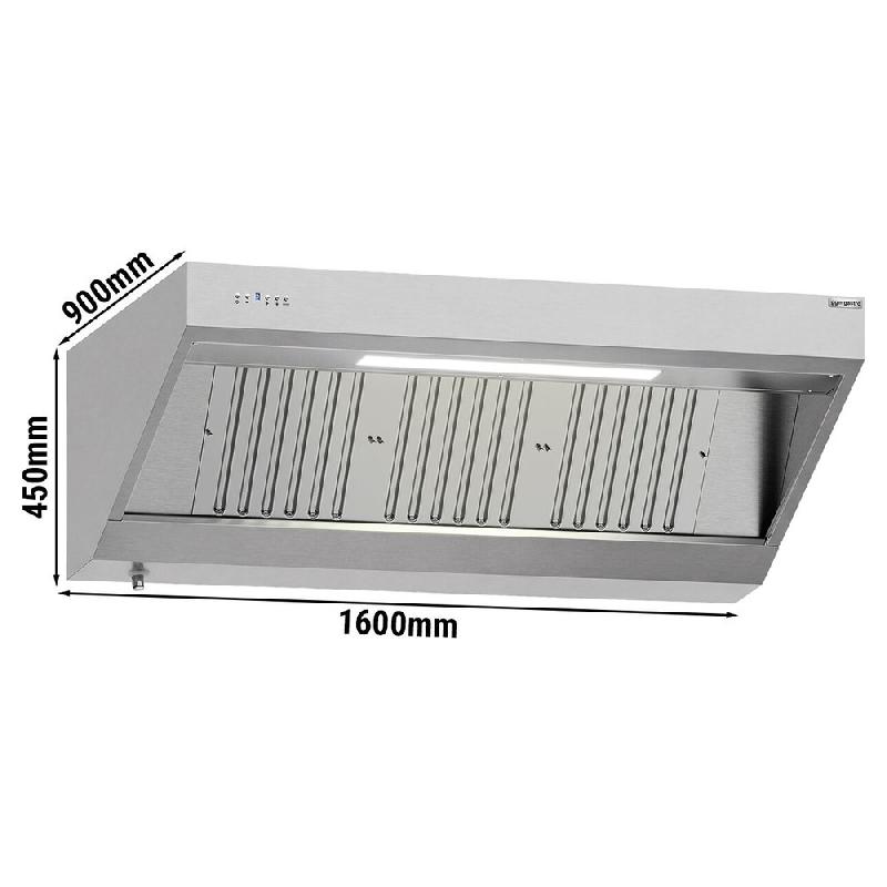 Hotte murale inox 1m60 avec moteur, régulateur, filtre et éclairage | Profondeur 900 mm_2