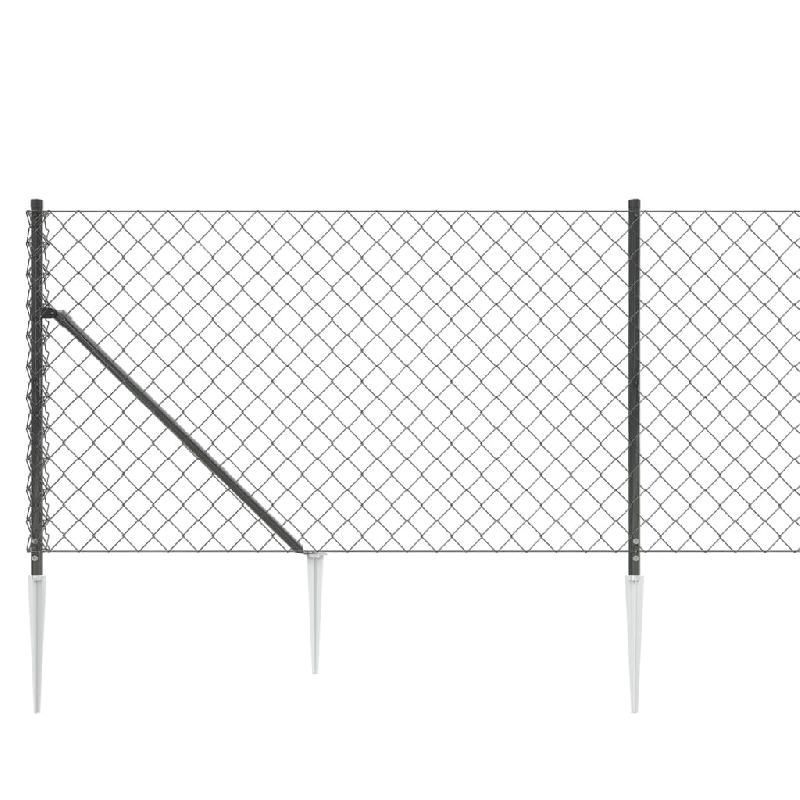 Vidaxl clôture à mailles losangées avec ancrage anthracite 0,8x25 m 153976_2