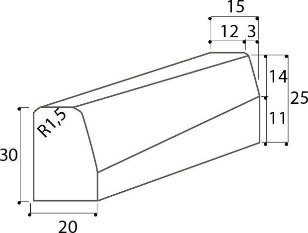 Bordure quai bus fil 18 de 100 cm