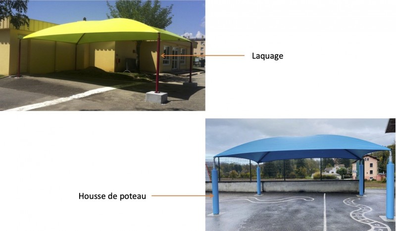 Préau couvert en acier galvanisé à chaud avec toit en toile résistante à la grêle et au vent jusqu'à 130 km/h - Idéal pour parcs publics_2