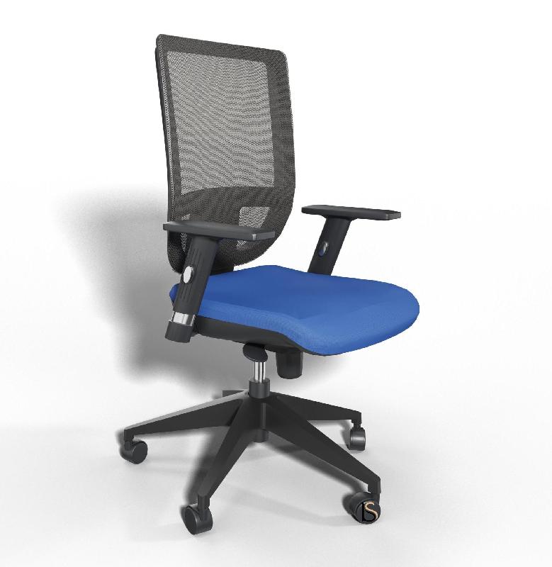 Siège de bureau Tertio avec dossier résille - Sokoa - Bleu, Noir, Réglable hauteur_2