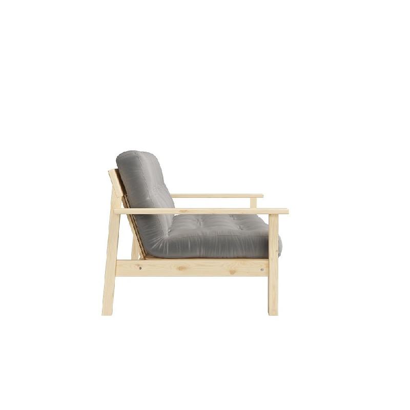 Canapé convertible futon UNWIND - Pin naturel - Coloris gris - Couchage 130 x 190 cm - Style scandinave_2