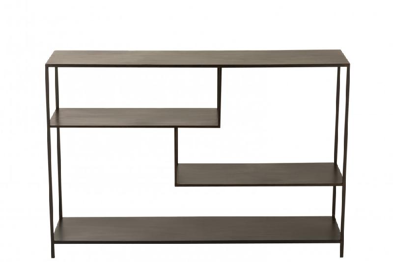 Étagère basse rectangulaire 4 niveaux irréguliers en métal noir - Design sobre et épuré - L120 x H81.5 x P30 cm_2