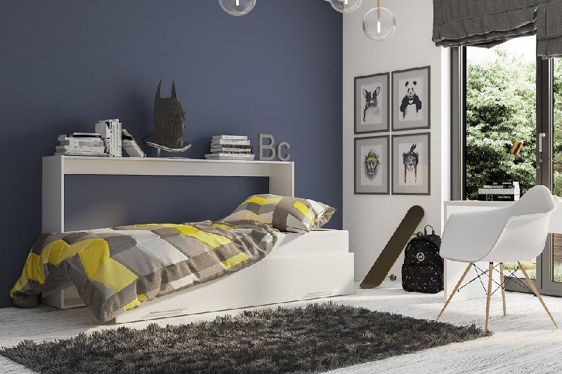 Armoire lit escamotable VERTIGO blanc mat - Couchage quotidien 90x200 cm - Ouverture transversale_2