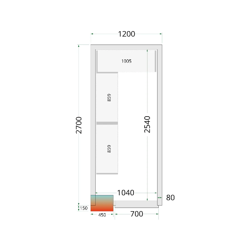 Chambre froide positive CRPF1227 Blanc 1200 x 2700 x 2200 mm TEFCOLD_2