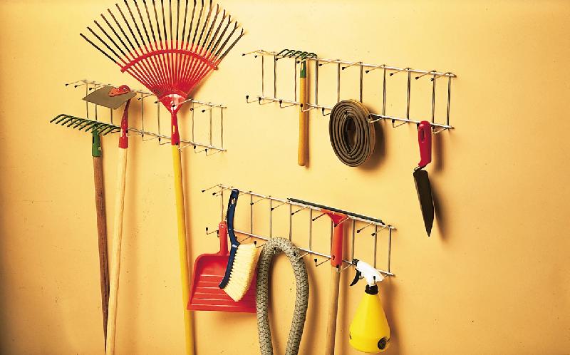 Lot de 2 râteliers universels MOTTEZ - Acier, gris, à visser - H.13 x L.57 x P.10 cm_2