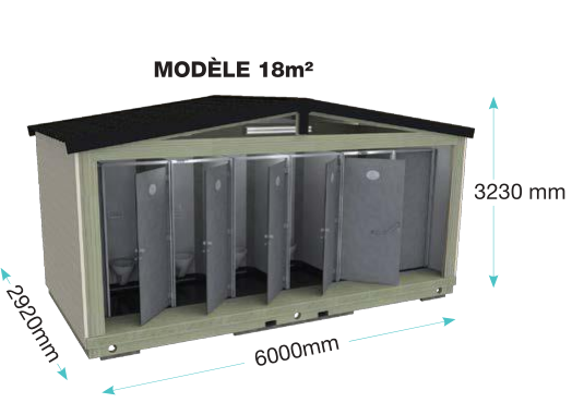 Sanitaires publics extérieurs tahiti plus / 6 cabines / 6 x 2.92 x 3.23 m_0