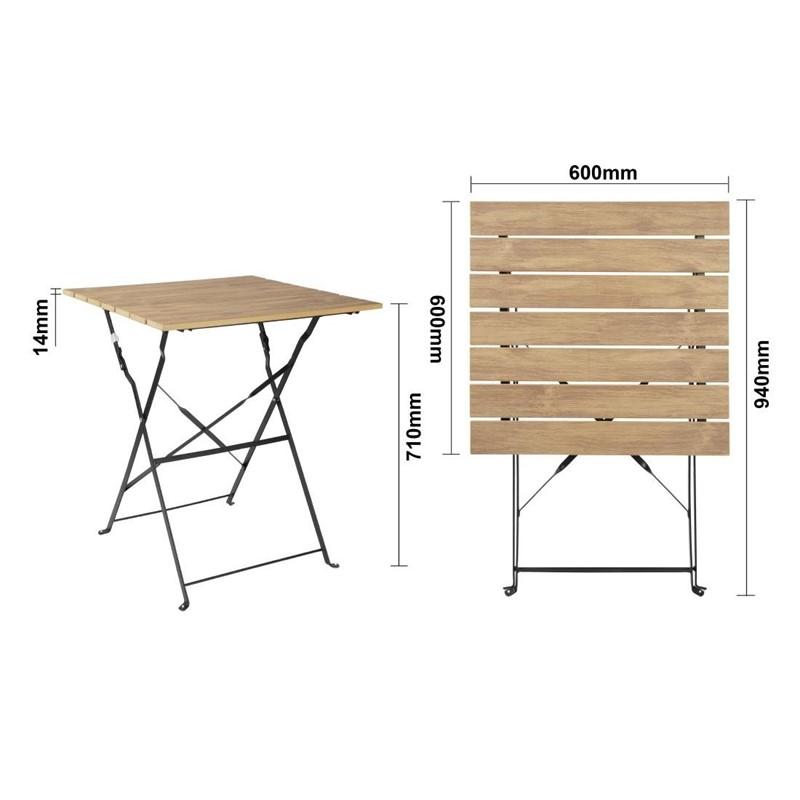 Table de terrasse carrée Perth effet bois | Bolero - FU538_2
