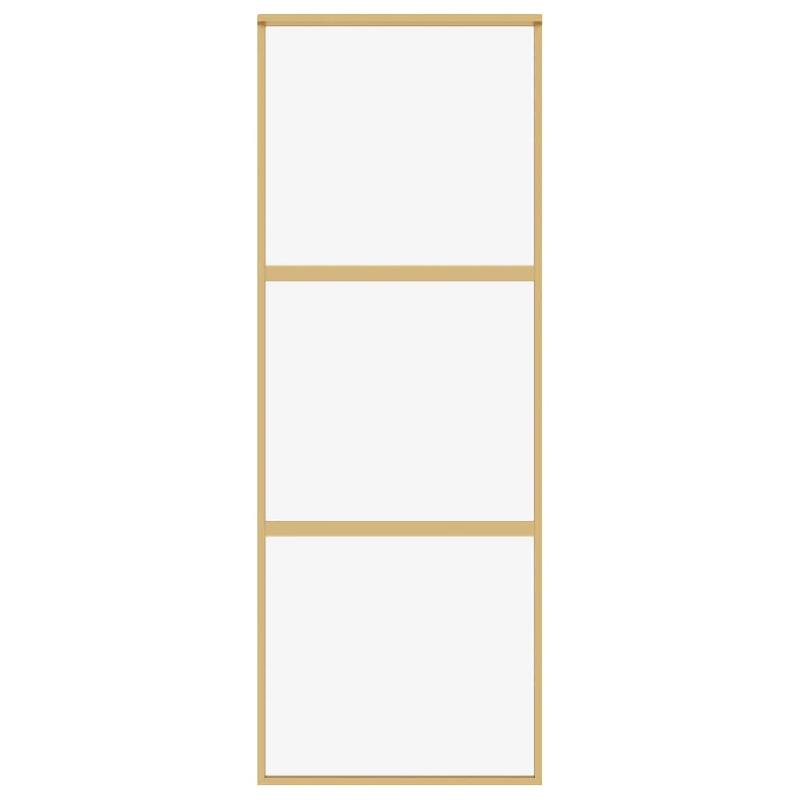 Vidaxl porte coulissante doré 76x205 cm verre esg clair et aluminium 155148_2