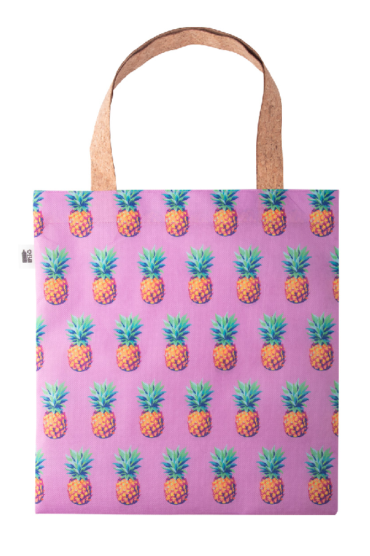 Sac shopping personnalisé - polyester RPET 600D - anse en liège naturel - impression sublimation - labélisé RPET_2