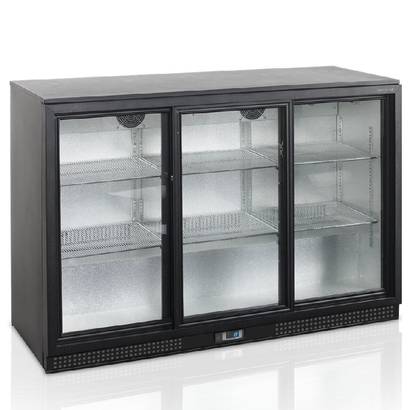 Arrière - bar 3 portes vitrées coulissantes et 6 clayettes chromées - 288 L | Tefcold - BA30S-3_2