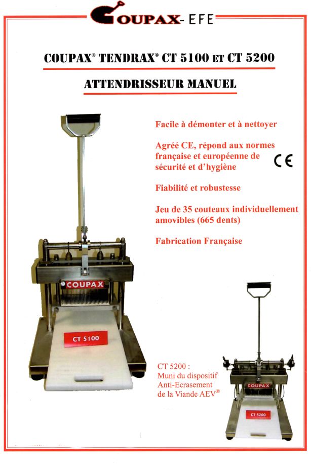 CT 5100 - Attendrisseur de viande manuel - Coupax Tendrax - pour professionnels_2