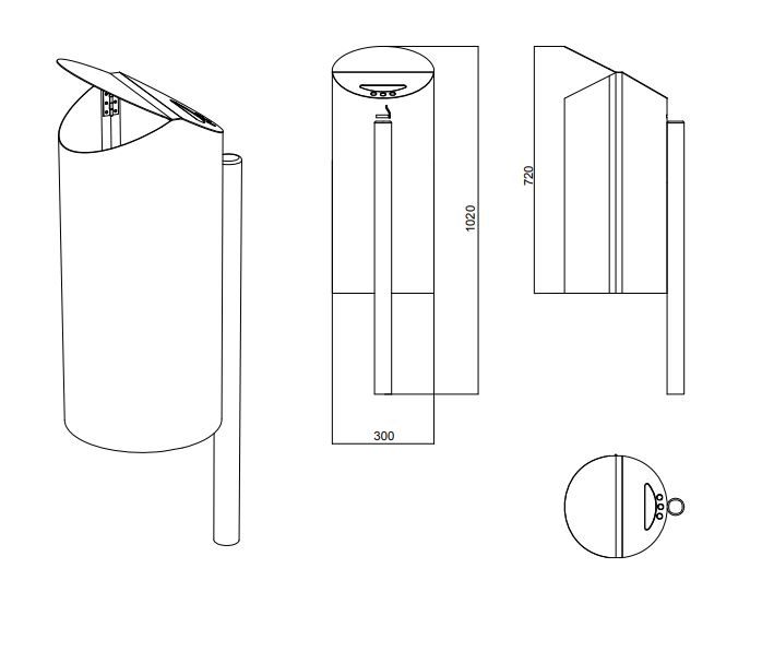 Pole Braket Neo - Cendrier corbeille 35L - The Italian Lab - Acier galvanisé_2