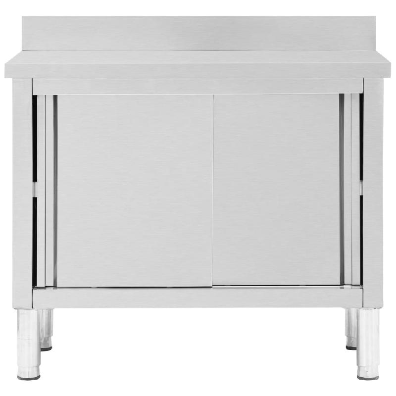 Vidaxl table de travail avec portes coulissantes 100x50x(95-97)cm inox 51050_2