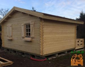 Chalet en bois plain-pied murier 20 / madrier 44 mm / 19.82 m² / en kit / toit double pente_2
