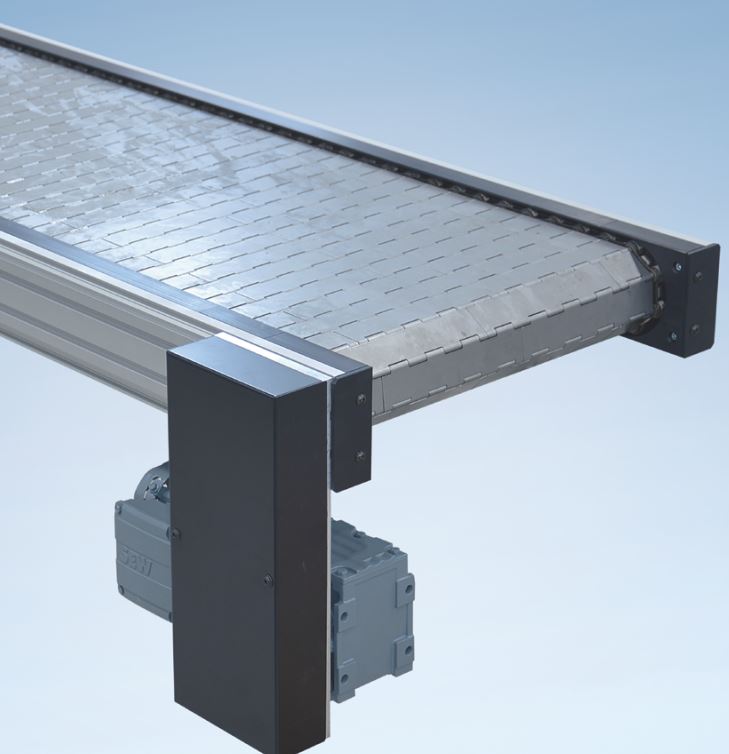 Convoyeur à tapis modulaire compact et flexible - MBF-P 2040.86 - MK Technology Group - Résistant avec charnières en acier pour produits chauds ou à arêtes tranchantes_2