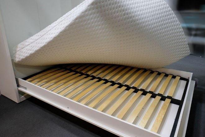 Lit escamotable STRADA-V2 gris mat - couchage 90x200 cm avec surmeuble 6 niches de rangement intégré_2