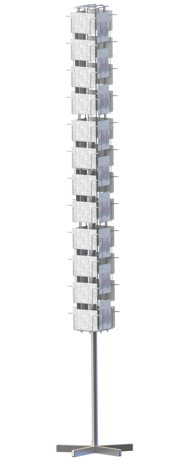 Présentoir mobile tournant 39 cases - métal 4 faces - pour cartes postales format 10.5x15V et 10.5x15H_0