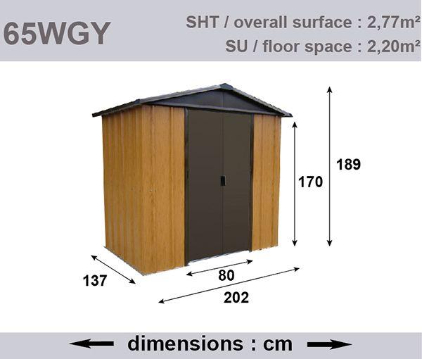Abri métal Yardmaster 65wgy - 2,77 m² - h. 189 cm - aspect bois marron_2