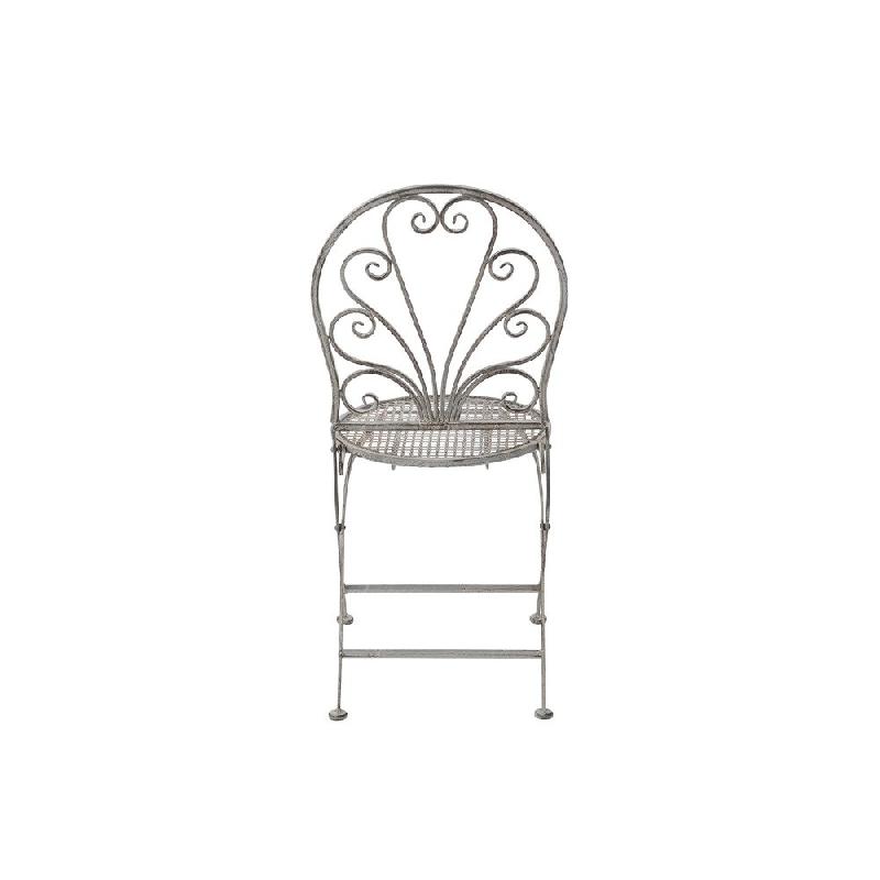 Chaise jardin pliable Ravi en métal gris - Fer forgé - Style provincial - L42 x H93 x P52 cm_2