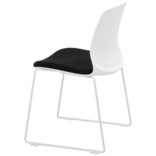Chaise visiteur IRINA neuf - multi-usages, empilable et accrochable - piétement fil époxy blanc, tissu noir_2