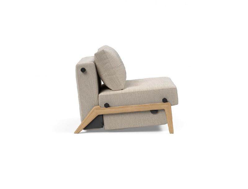 INNOVATION LIVING  FAUTEUIL DESIGN SOFABED CUBED 02 WOOD BLIDA SAND GREY CONVERTIBLE LIT 200*90 CM_2