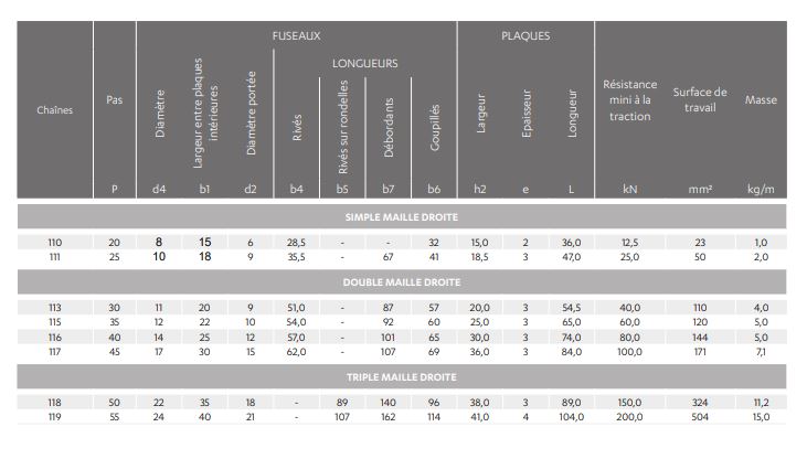 Chaînes Galle à plaques évidées pour la manutention - SERIE DIN 8150_2